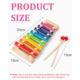 TPZORJX 1 x Xylophone, Bell Harp Wooden Musical Instrument with 2 Bell Harp Mallets, Colourful Xylophone for Adults and Children, Colourful Xylophone for Children from 1 Year, Educational Toy Gift