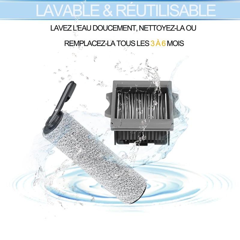 Replacement Brush Roll and HEPA Filter for Tineco Floor One