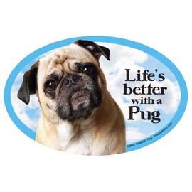 Prismatix Decal Dog Pet Magnets, Pug (Fawn, Tan Color) - Life's Better with a Pug - Strong Durable Car or Fridge Magnet Decal with Bright Colors, Great Gift for Dog Mom or Dad, 6 x 4 inches