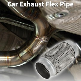 TUCKBOLD Car Exhaust Flex Pipe 2.71 Inch OD Flexible Braided Exhaust Tube | Universal Flexible Pipe Tubing Silver Tone 1 Pc