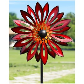 Cyan Oasis Wind Spinners Outdoor - Large Kinetic Metal Wind Sculptures & Spinners for Yard and Garden, Yard Spinner Decor for Outside (22" W x 83" H)