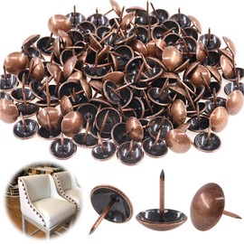 Keadic 200Pcs 3/4" (19mm) Antique Upholstery Tacks Furniture Nails Pins Assortment Kit for Upholstered Furniture Cork Board or DIY Projects - Rose Gold