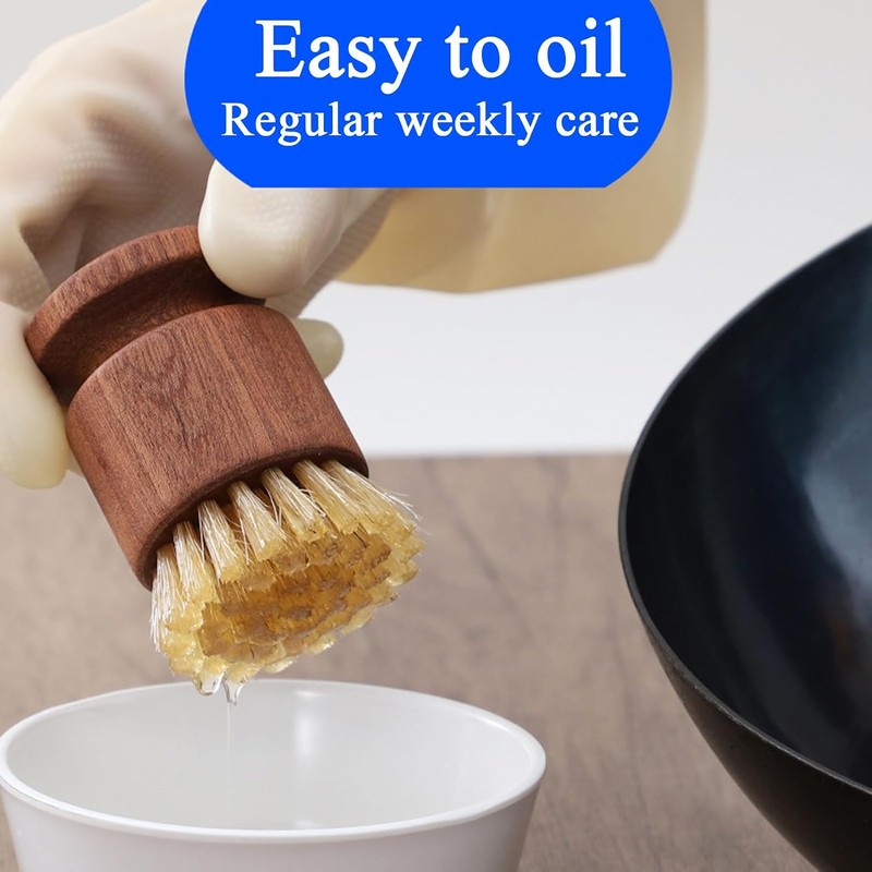 Dish Scrub Brush with Holder - Ergonomic Wooden Kitchen Cleaning