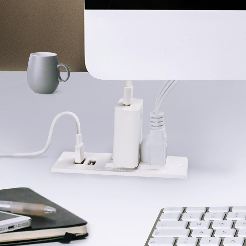 Small Recessed Power Strip Plug Extension Cord with USB Electrical