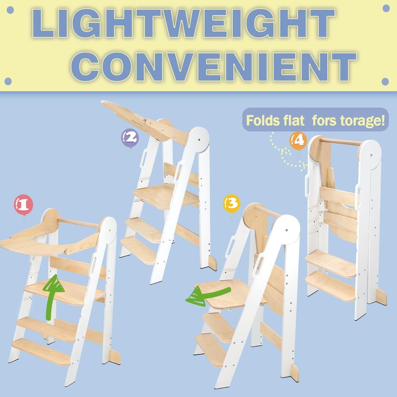 Toddler Tower, Toddler Kitchen Stool Helper with 3 Height Adjustable
