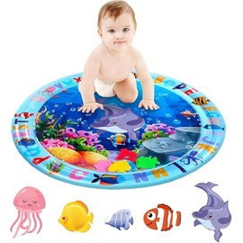 KEAGAN Inflatable Tummy Time Water Mat Infants Play Water Mat Newborn Toys Play Mat Baby Playmat Sensory Toy Inflatable Playmat Visual Stimulation Gift Infants Toddlers Boys Girls