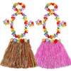 kilofly 2 Sets Girls Elastic Hawaiian Dancer Grass Hula Skirt