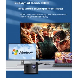 NCGGY Displayport to Dual HDMI Adapter 4K60Hz for PC Laptop Graphics Card DP 1.2 to 2 HDMI 2.0 Monitors Extension Display Displayport to HDMI Splitter 1 In 2 Out Hub MST Extend Mode for Windows Only