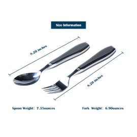 Weighted Utensils for Hand Tremors, Stainless Steel Silverware Set, Adaptive Eating Flatware, Parkinson's Aids