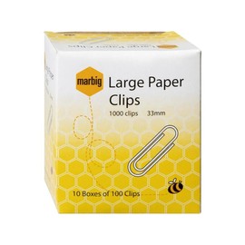 Marbig(R) 87085 Paper Clips 33mm Large Bx 100