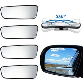 4 Pieces Blind Spot Mirror for Car Rear View Mirror Wide Angle Mirror HD Glass Convex Car Side Mirror Automotive Mirrors with Frame for Universal Car Truck SUV Accessories, Rectangular