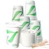 20 oz Compostable Paper Cups with White Flat Lids and