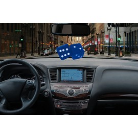 Zone Tech Blue 3" Square Hanging Dice-Soft Fuzzy Decorative Vehicle Hanging Mirror Dice with White Dots - Pair