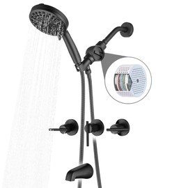 SUBEIXI 3 Handle Tub Shower Faucet Shower Head Holder with Filter Matte Black Bathtub Shower Faucet Set with Tub Spout, Wall Mounted