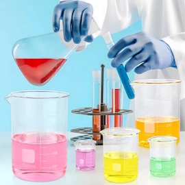 Supkiir 5 Pack Glass Beaker 50 ml/100 ml/250 ml/500 ml/1000 ml (1 L), V-Shaped Spout Borosilicate Glass Measuring Lab Beaker for Laboratories Classrooms Home Use