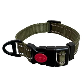 Barkridges® Premium Dog Collar | Adjustable | Easy-to-Wear Buckle | Lockable | Durable | Safety Reflective Strips | Comfortable for Small Medium Large Dogs (Army Green, XS)