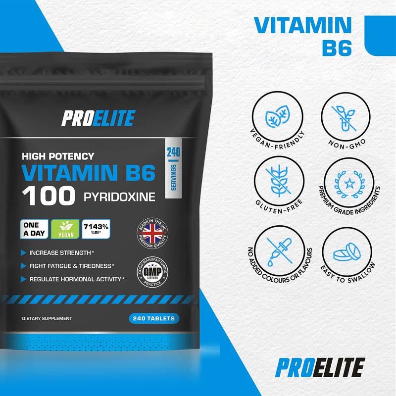 Vitamin B6 100mg - 60 Vegan Tablets 7000% Nrv Dose