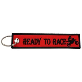 Ready to Race Racing Motorcycle Motorbike Biking Biker Dirtbike Keychain Key Tag Chain Fob Ring, Yellow, 5.1 inches long