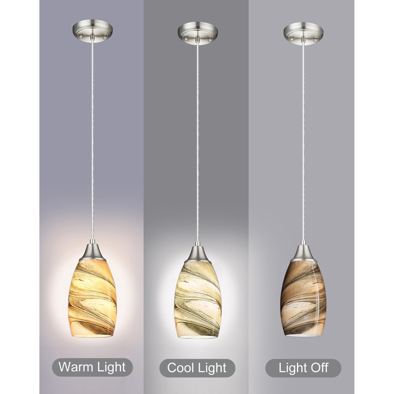 karyfine Mini Pendant Lights Kitchen Island Light Brown Glass Lamp