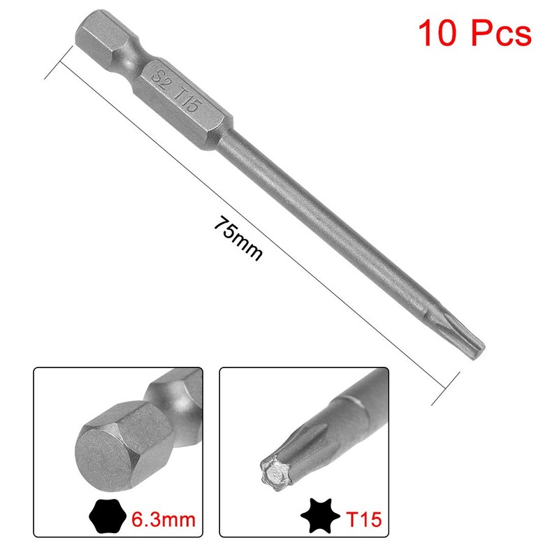 sourcing map 10pcs 75mm Long 1/4" Hex Shank T15 Magnetic