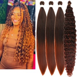 Ombre Ginger Brown Braiding Hair Pre stretched for Boho Braids Pre stretched Boho Braiding Hair