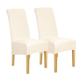 Lellen XL Size Stretch Chair Covers for Dining Room Large Dining Room Chair Slipcovers Dining Chair Covers Kitchen Reusable Parsons Side Chair Slipcover Soft Protector Set of 2,Cream