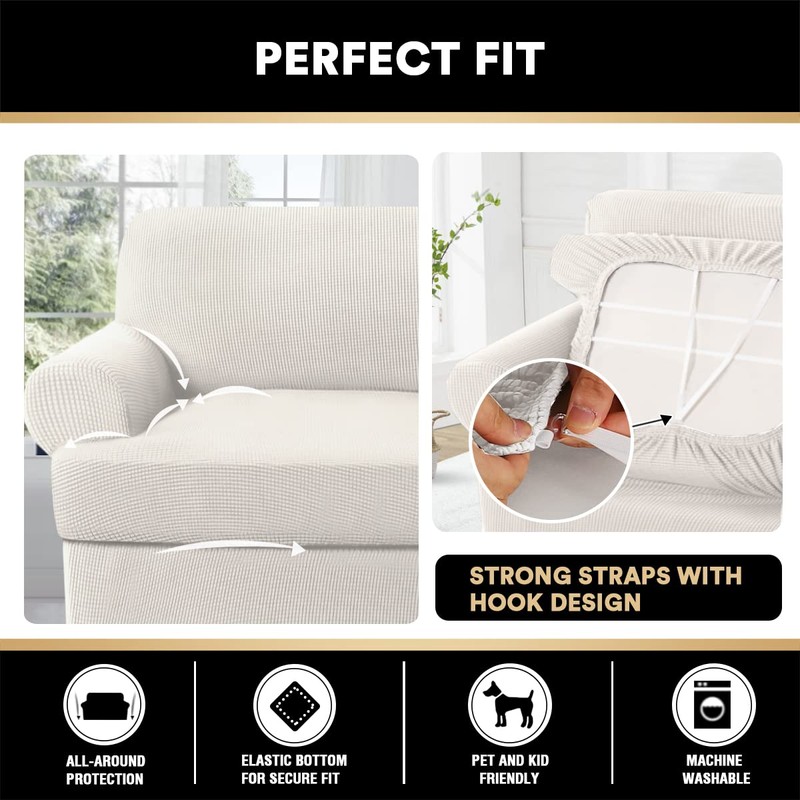 PrinceDeco T Cushion Loveseat Slipcover 3 Pieces Sofa Covers for