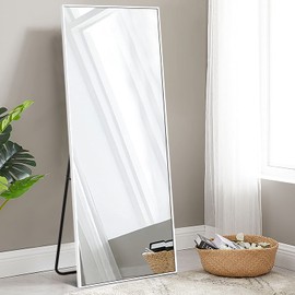 MIRUO Full Length Mirror Decor Wall Mounted Mirror Floor Mirror Dressing Mirror Make Up Mirror Bathroom/Bedroom/Living Room/Dining Room/Entry, White, 59'' X 16'' (A-MR01055-M-USAM022-vc)