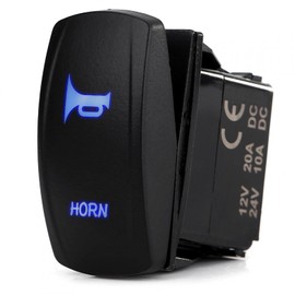 Aramox 3 Pin Horn On Off Toggle Switch with Blue LED Work Light Black Housing for 12V-24V Car Caravan RV Boat Marine