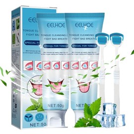 2 Piezas Tongue Set de Gel Limpiador de Lengua, Limpiador de Lengua con Cepillo de Lengua, Menta Fresca, Boca Fresca, Raspador de Lengua para Adultos y Niñ, Mantener la Higiene Bucal