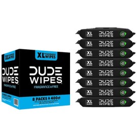 ðŸ’¥400 DUDE WIPES XLðŸ’¥ Flushable 8 X 50 = 400 Fragrance Free â˜†FASTâ˜†FREEâ˜†SHI<wbr/>PPINGâ˜†