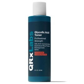 QRxLabs Tónico De Ácido Glicólico: Solución Exfoliante Antiedad Para El Rostro Con Ácido Glicólico 10% De Aha Hamamelis Proteína De Arroz Hidrolizada Extracto De Granada Y Ginkgo Biloba