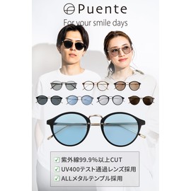 Puente Men's Sunglasses, Boston, Bosrington, Metal Frame, Metal, Driving, UV 400, UV Protection, clear grey/light gray