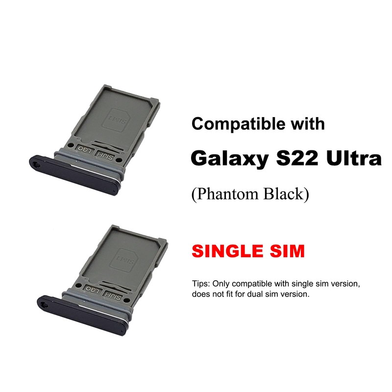 2 PCS for Galaxy S22 Ultra Single SIM Card Tray