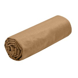 Lovely Casa - Fitted Sheet - Size 140 x 190 cm, Large Fitted Height 30 cm, 100% Cotton, Oeko-Tex Certified - Curry Colour - Eden Model - Bedding for Home - Soft and Comfortable for Cuddly Nest