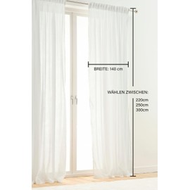 Jotex Multifunctional Curtain Layer Set of 2, Polyester/Cotton Blend, Oeko-Tex® Standard 100 Certified, Better Cotton - White, 140 x 220 cm