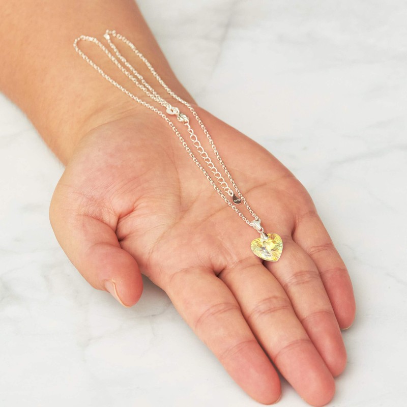Philip Jones Sterling Silver Aurora Borealis Heart Necklace Created with