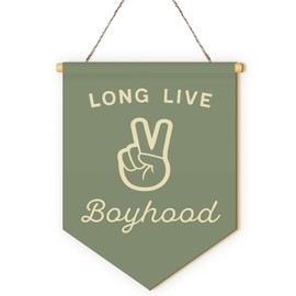 MOTERMATE Long Live Boyhood Nursery Sign Decor for Boys, Gender Neutral Green Nursery Little Baby Boy Kids Toddler Room Front Door Wall Hanging Decor Decorations for Boys Bedroom Playroom, 8x10 Inch