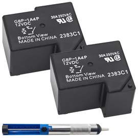G8P-1A4P-12VDC (Pack of 2) 30A 250VAC Fully-Sealed PCB Relay Kit with Soldering Sucker Pump - Perfect for PC Board or Panel-Mounted Applications, Solves F01 Code Problem of Dryer