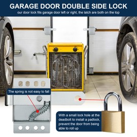 6 Pack Garage Door Side Lock with Self Tapping Screws, Heavy Duty Inside Deadlock Dual Side Lock Part, Galvanized Steel, for Door Security Slide Latch Assembly Replacement, Black PVC Handle Cover