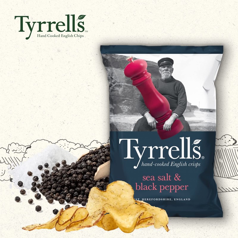 Tyrrells Chips Sea Salt & Crushed Black Pepper 150 g