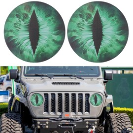 Vyqloren Beast Eyes Headlight Decals, 3D Round Stickers and Decals for Jeep Wrangler, Stereo Eyes Headlight Decal Stickers (Green)