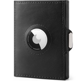 DODENSHA Airtag Mini Geldbörse mit Münzfach und RFID-Schutz I Portmonee mit Knöpfen für Herren I Slim Wallet I Karten Portemonnaie Klein | Kreditkartenetui für Herren | Schwarz
