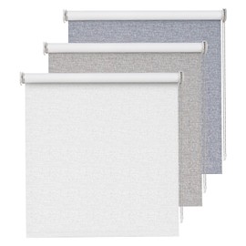 Persilux 100% Blackout Roller Window Shades, Thermal Insulated Roller Shades for Window Blinds with Striped Jacquard Pattern Fabric, UV Protection Roller Blinds for Windows, Coffee, 26" W x 58" H