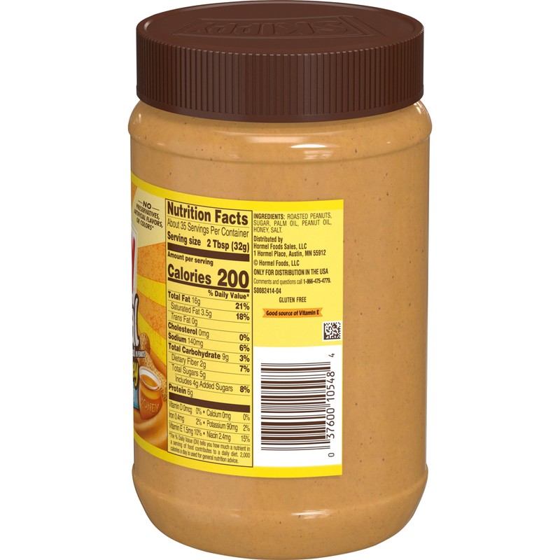 SKIPPY Peanut Butter, Natural Creamy with Honey, 40 Ounce