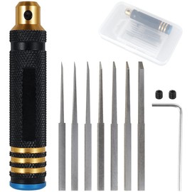 Alongen Model Chisel,Model Scribers Resin Cutting Tool Craping Line Scraping Tool Chisel with 0.1/0.2/0.4/0.6/0.8/1.0/2.0mm Blades for Carving Engraving Cutting