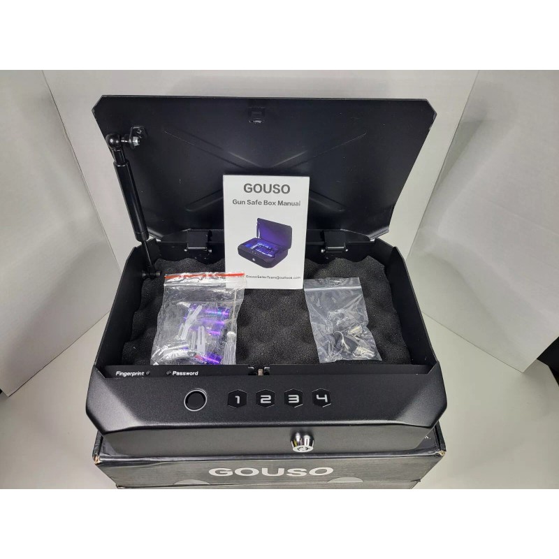 Gouso Gun Pistol Safe With Fingerprint Access Biometric Lock New