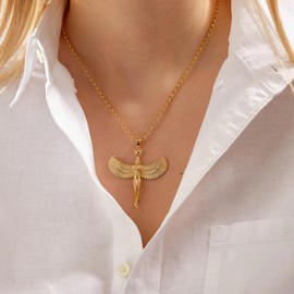 Isis Pendant Necklace, Gold Plated Ancient Egyptian Goddess Jewelry, Gift For Women, Wife, Mother's Day (Silver, 20" Chain)