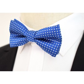 Carahere Pre-Tied Little Boy's Polka Dot Bow Ties Baby Solid Color Bow Ties For Kids M012 Electric Blue
