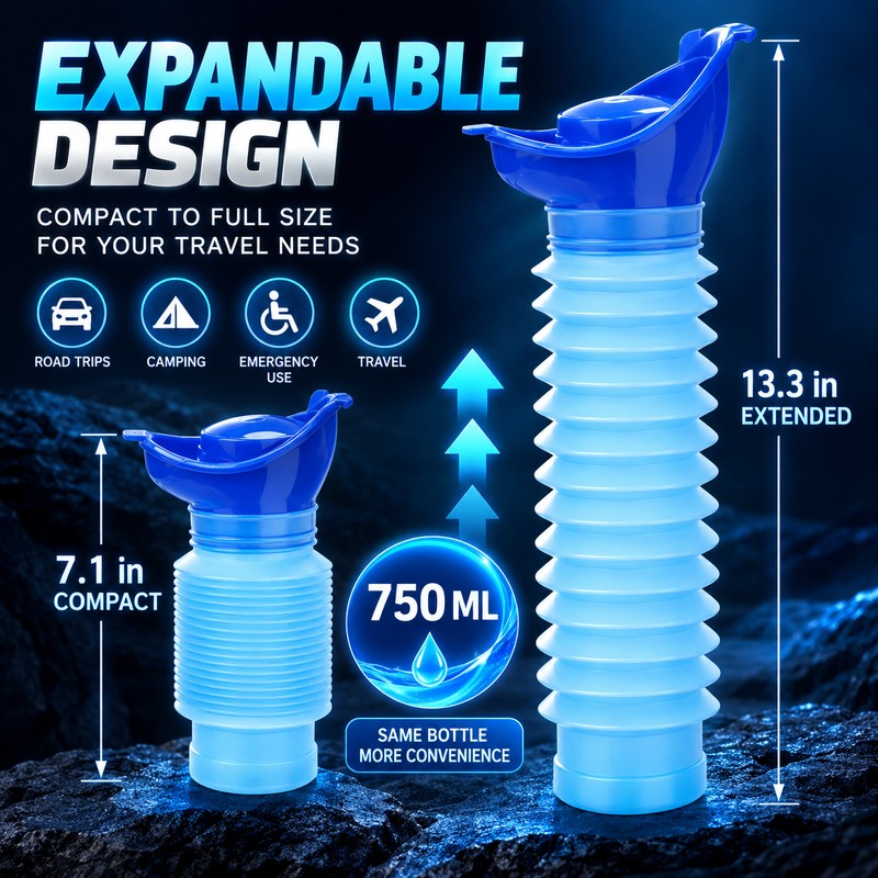 Portable Travel Urinal for Emergency Use – Shrinkable Reusable Urine